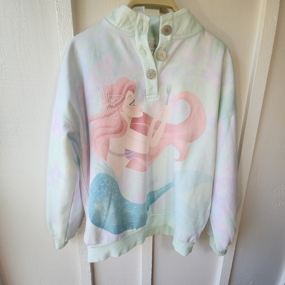 Disney Little Mermaid Ariel Fleece Pullover Watercolor Women's Small